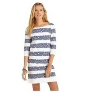 Lilly Pulitzer Women's Medium 3/4 Sleeve Boatneck Striped Knee Length Dress‎